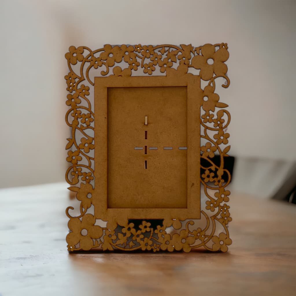 5 Porta Retrato Flores / Margaridas 10x15cm Em Mdf Crú