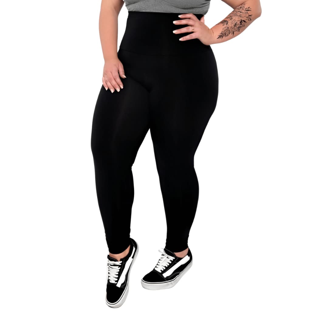 Calça Legging Feminina Plus Size Suplex Básica Cintura Alta Costura de Academia Fitness Direto de Fábrica GG G1 G2 G3
