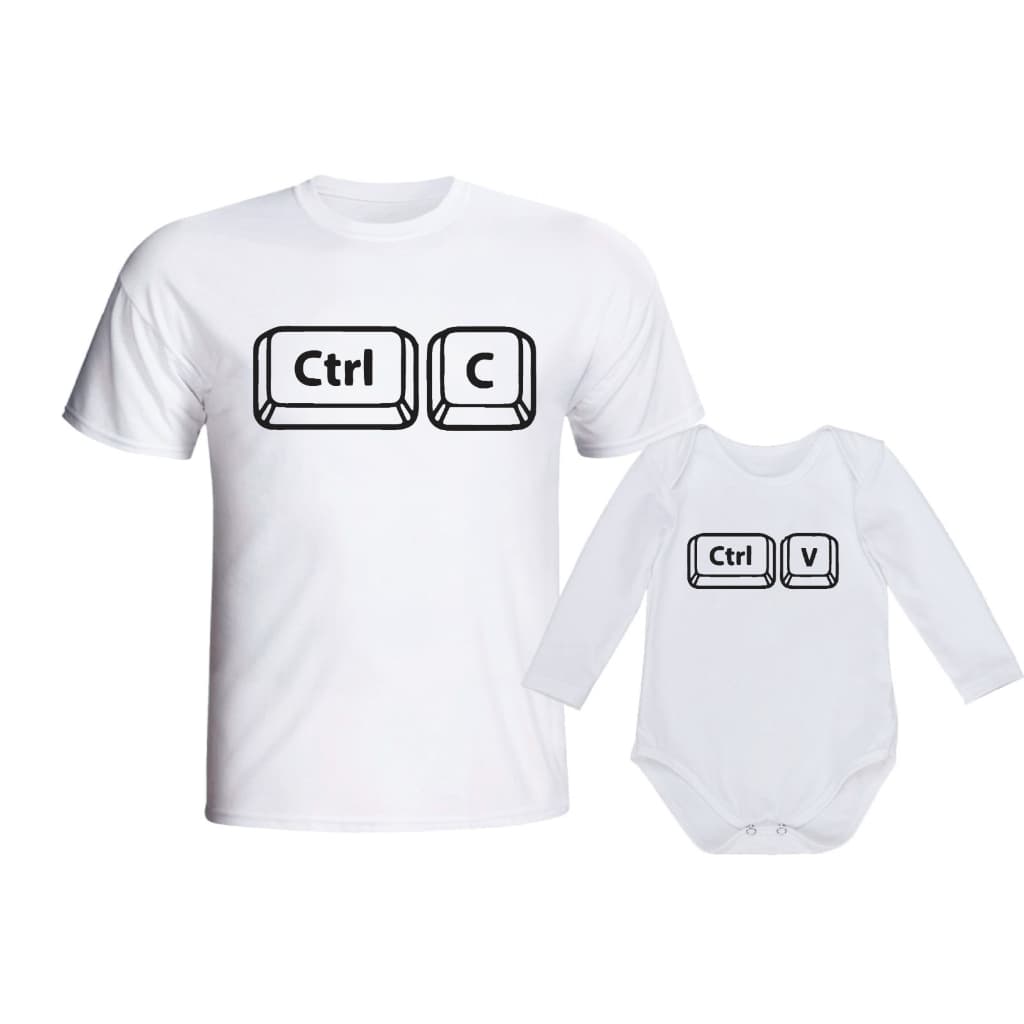 Kit Camisas Camisetas + Body Manga Longa Dia Dos Pais Ctrl+c Ctrl+v