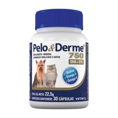 Pelo E Derme Para Cães E Gatos 750mg Dha+epa 30 Cápsulas