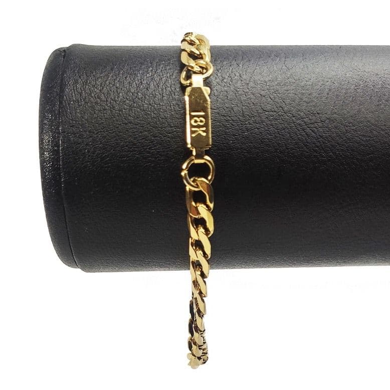 Pulseira Masculina Grummet 4mm Banhada a Cor Ouro 18k Fecho Gaveta em Aço Inoxidável