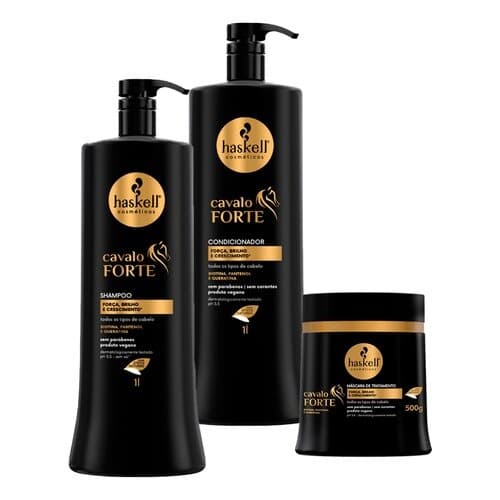 Haskell Cavalo Forte Shampoo E Condicionador 01 Litro + Máscara 500g