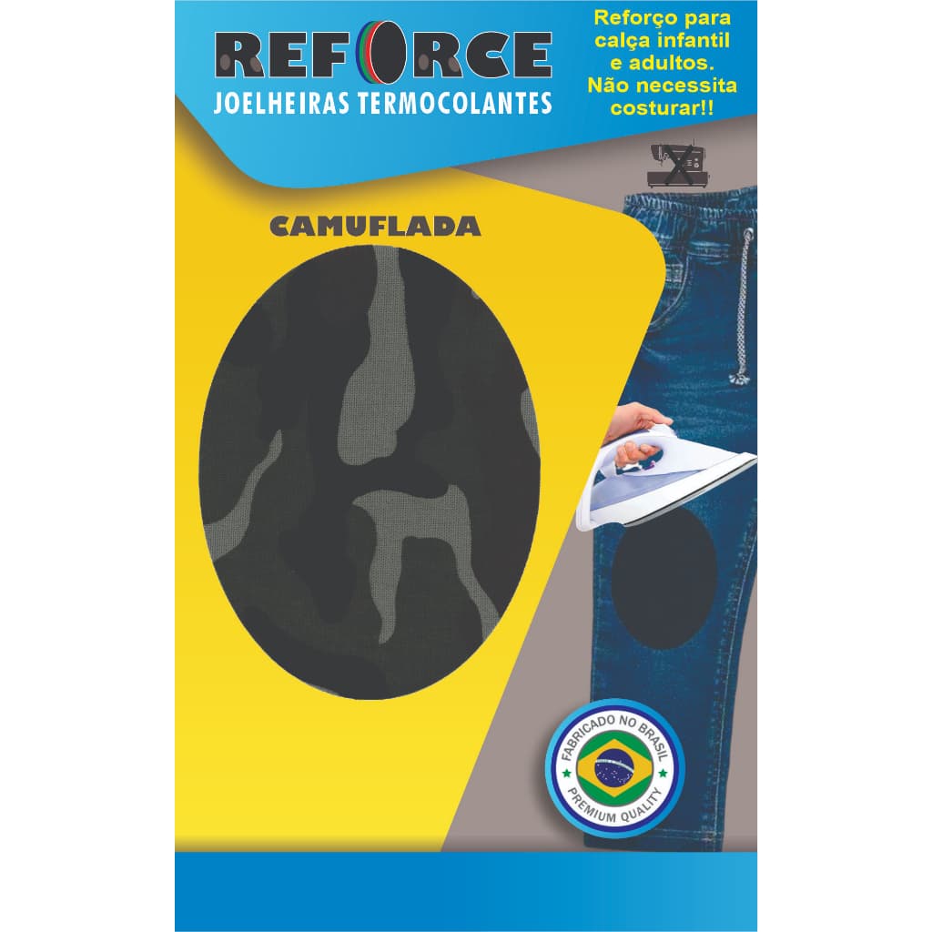 2 Pares Joelheira Termocolante Reforce Reforço Reparo Calça Infantil Adulto Esporte - Camuflada