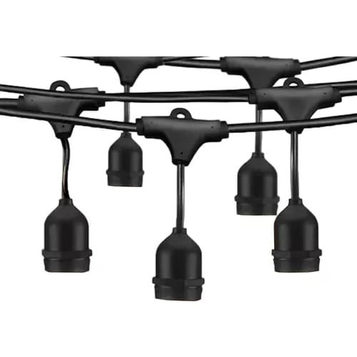 Varal de Luzes Cordão de Iluminação 20 Soquetes Preto 10 Metros E27 IP65 A Prova D'Agua