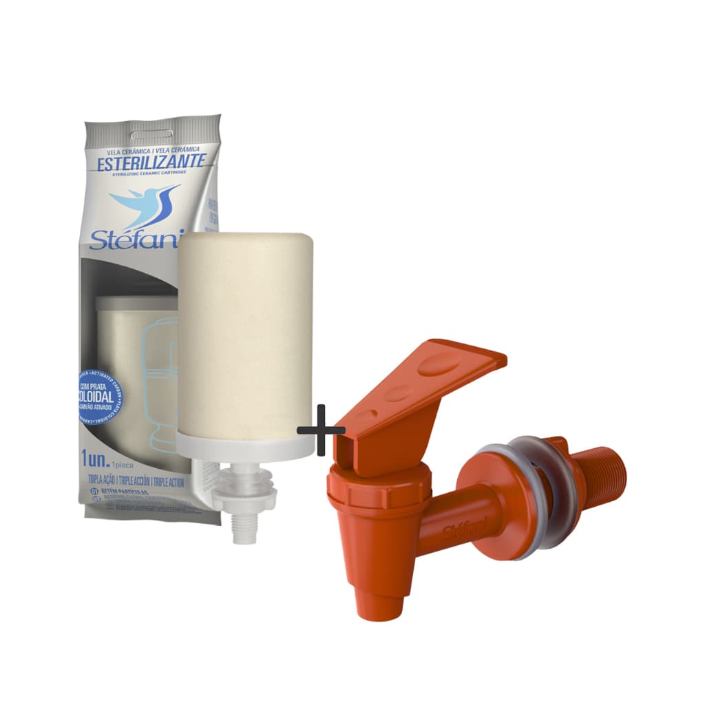 Kit Vela  Tripla Ação Esterilizante + Torneira Ideal Para Filtro Barro Produto Original