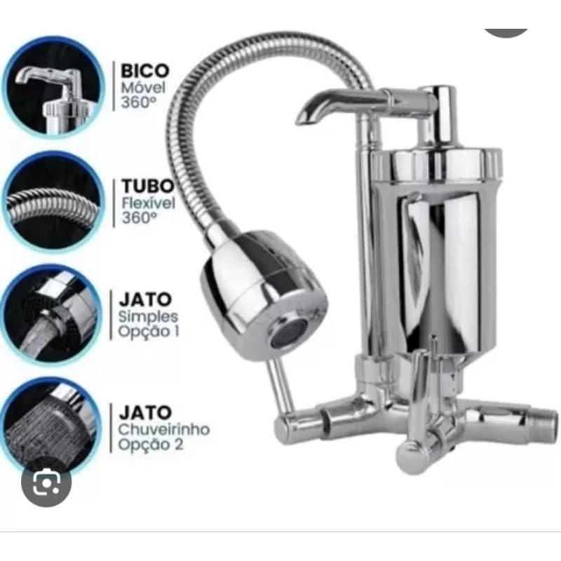 Torneira Bica Movel Flexivel Gourmet com Filtro