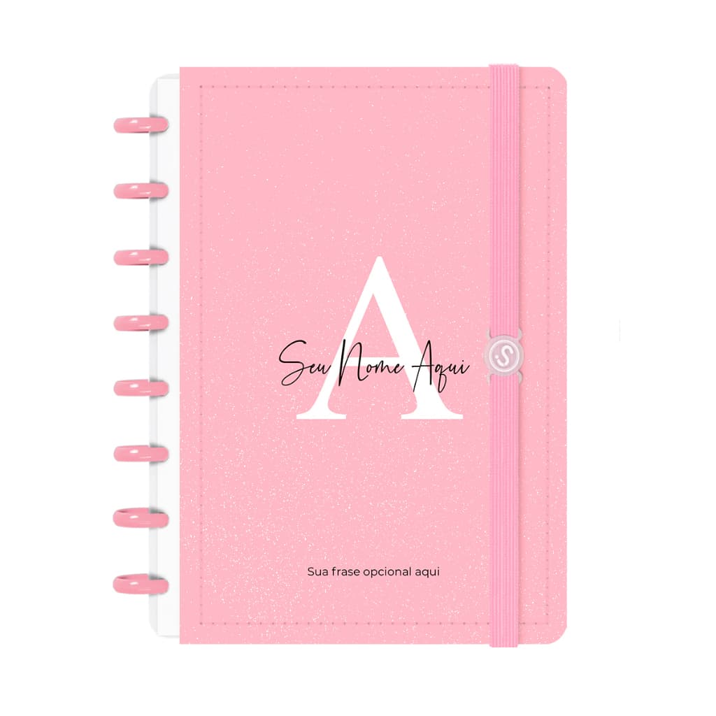 Caderno De Disco Iscool Inteligente Personalizado 80 Folhas Moderna Letra Glitter