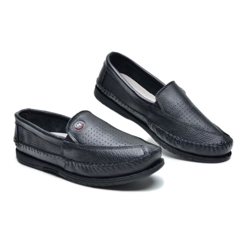 Sapatilha masculina mocassim toda em couro legitimo lisa