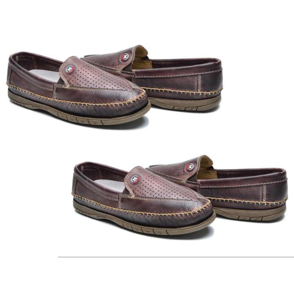 Sapatilha masculina couro legitimo kit 2 pares promoção