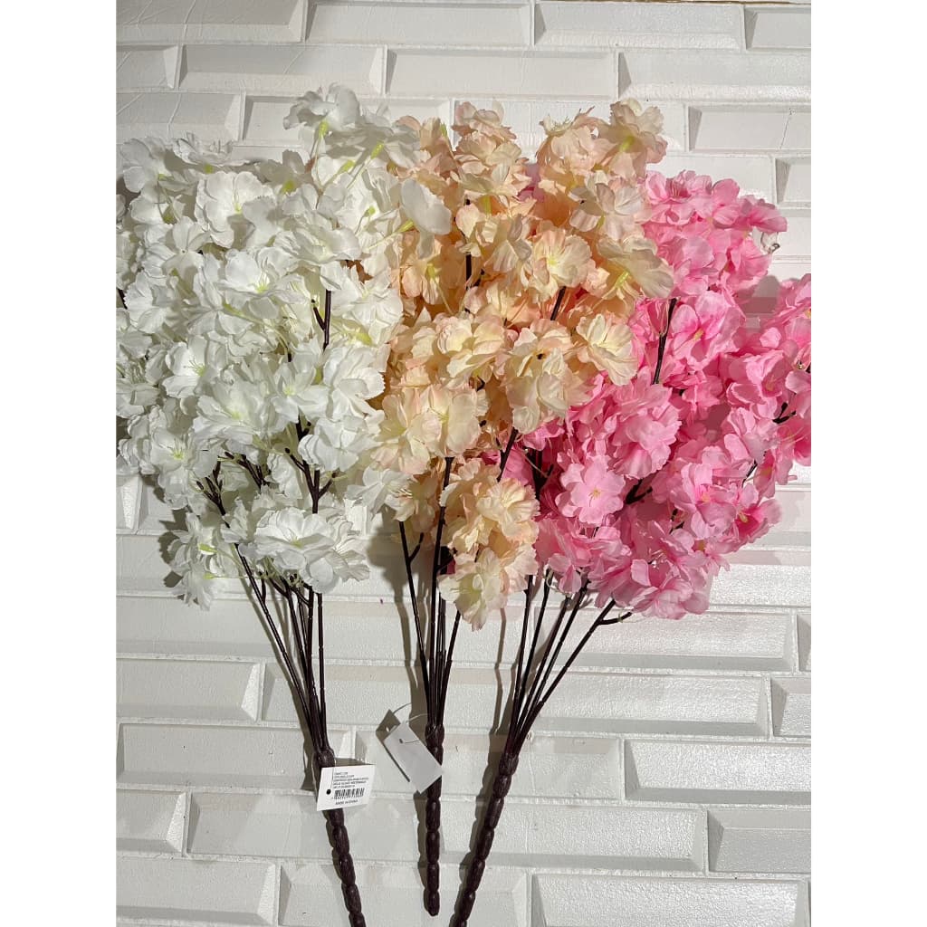 Galho de flores cerejeira colorido complexo artificial altura 54cm