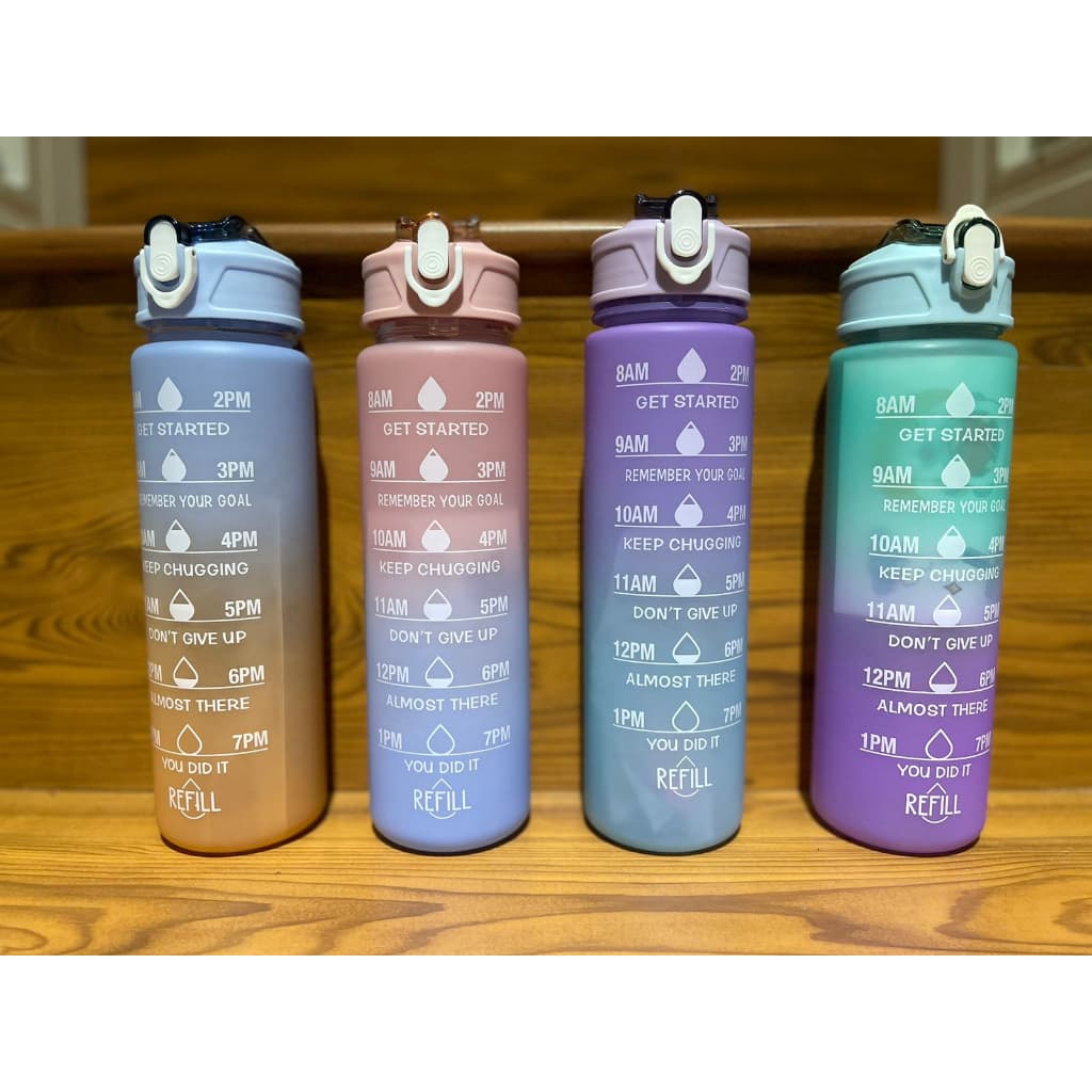 Garrafa De Água Com Adesivos Squeeze Academia Garrafa 900ml Canudo