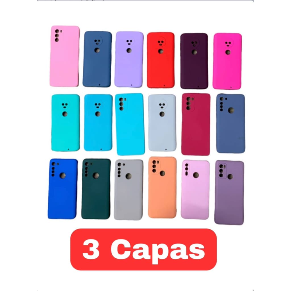 Capa Capinha de Silicone de Veludo dentro Kit de 3 Capas Samsung J4 / J4 Plus / A14 / A10 /A13 / A22 / A51/ A52