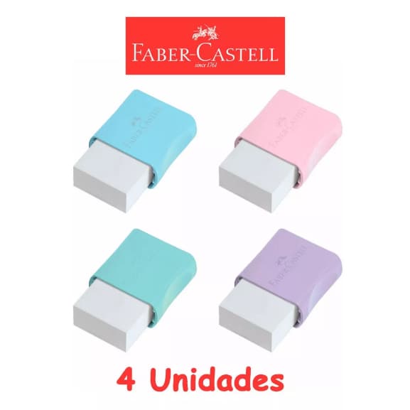 Borracha Plástica Colorida Branca Faber-Castell kit com 4