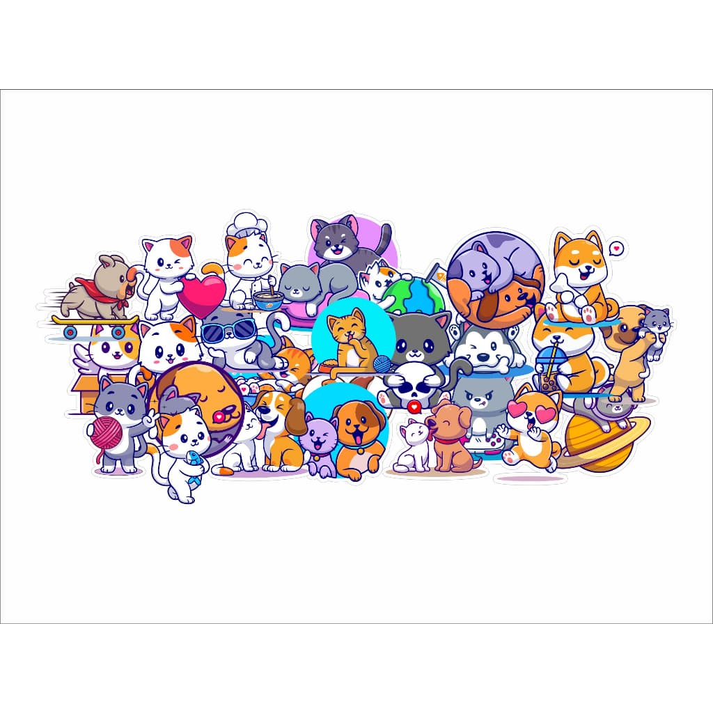 50 Stickers Adesivos Colantes Pets Cachorro Gato Cat pet estimação animais amor mae de pet pai de pet