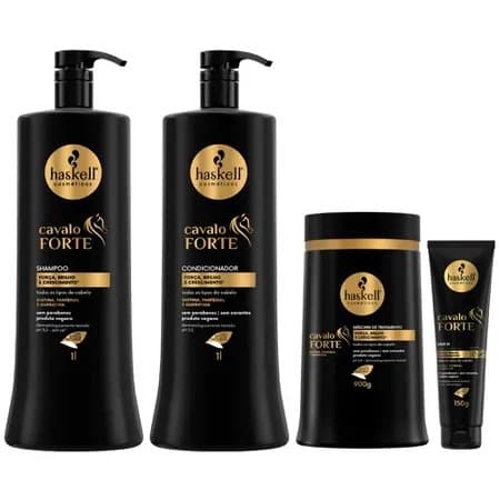 Kit Haskell Cavalo Forte Shampoo Condicionador 1L e Másc. 900g - Leave In 150g