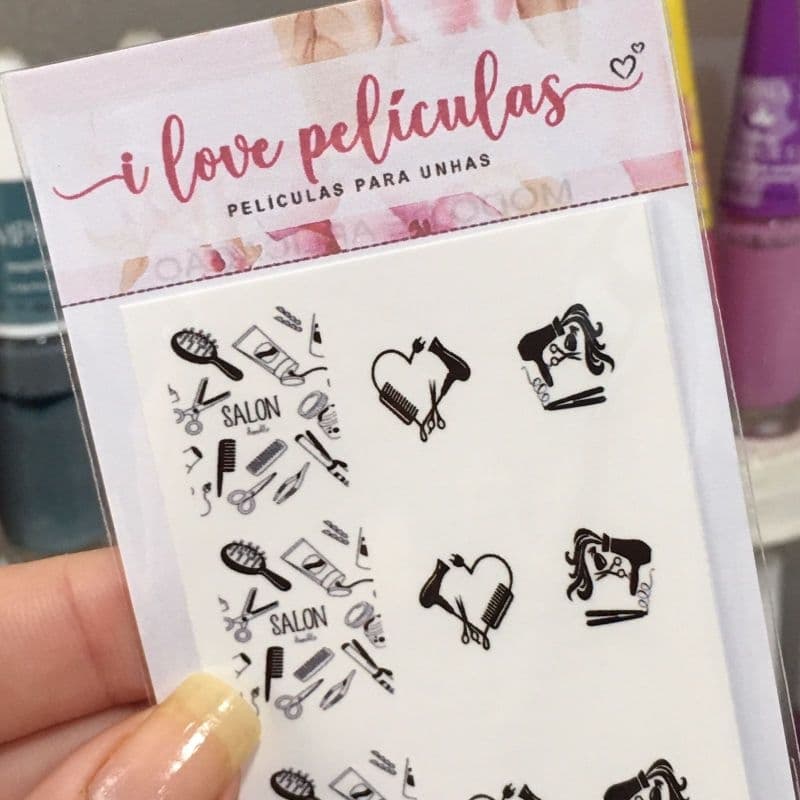 Adesivos de unhas cabelereira cartela com 12 adesivos  Adesivos,películas,unhas,nails art,unhas decoradas, película de unha