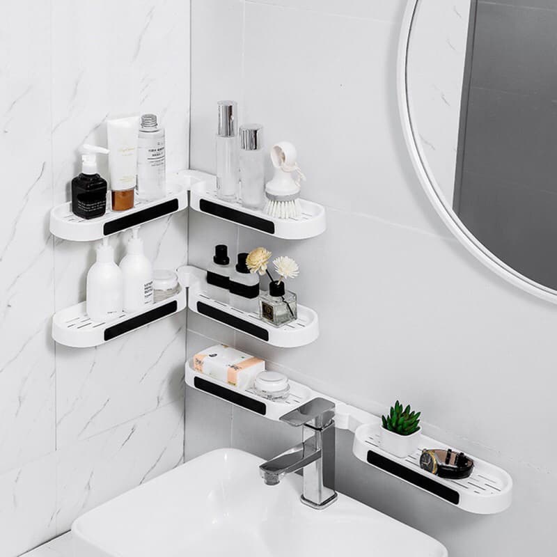 Prateleira Organizador Suporte Adesivo Para Banheiro Creme Sabonete Banho Ou Cozinha Rack Forma 180°/90° Giratório