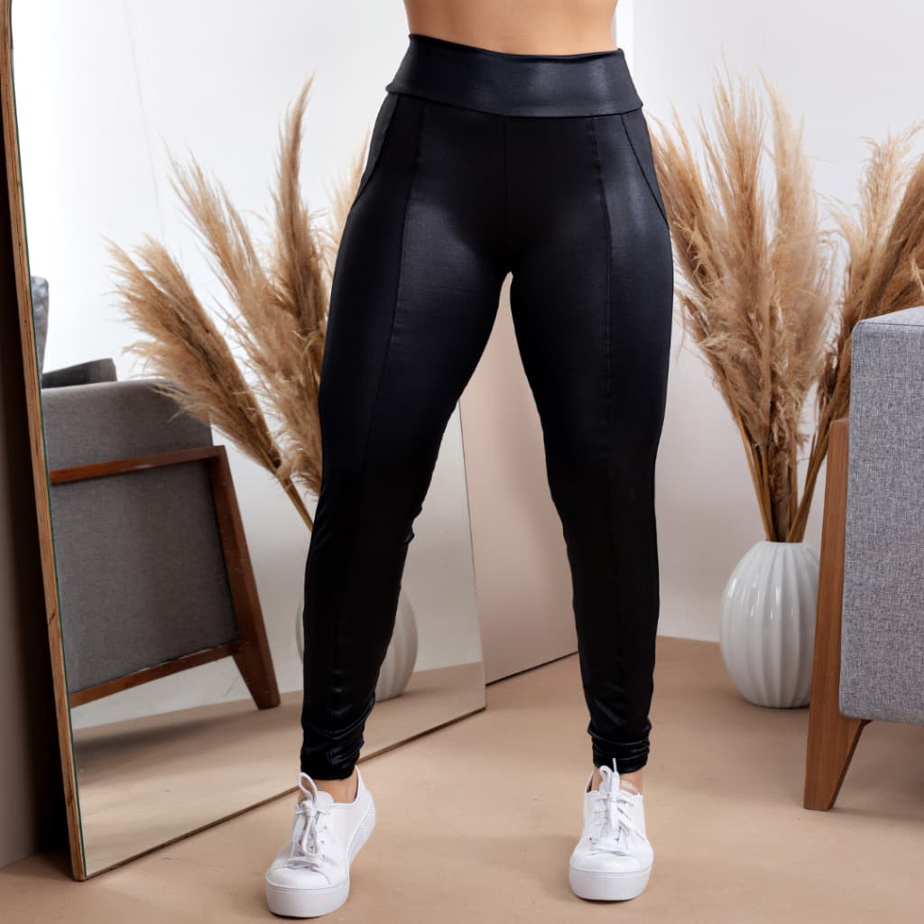 Calça Montaria Feminina Cirre Legging Couro Fake