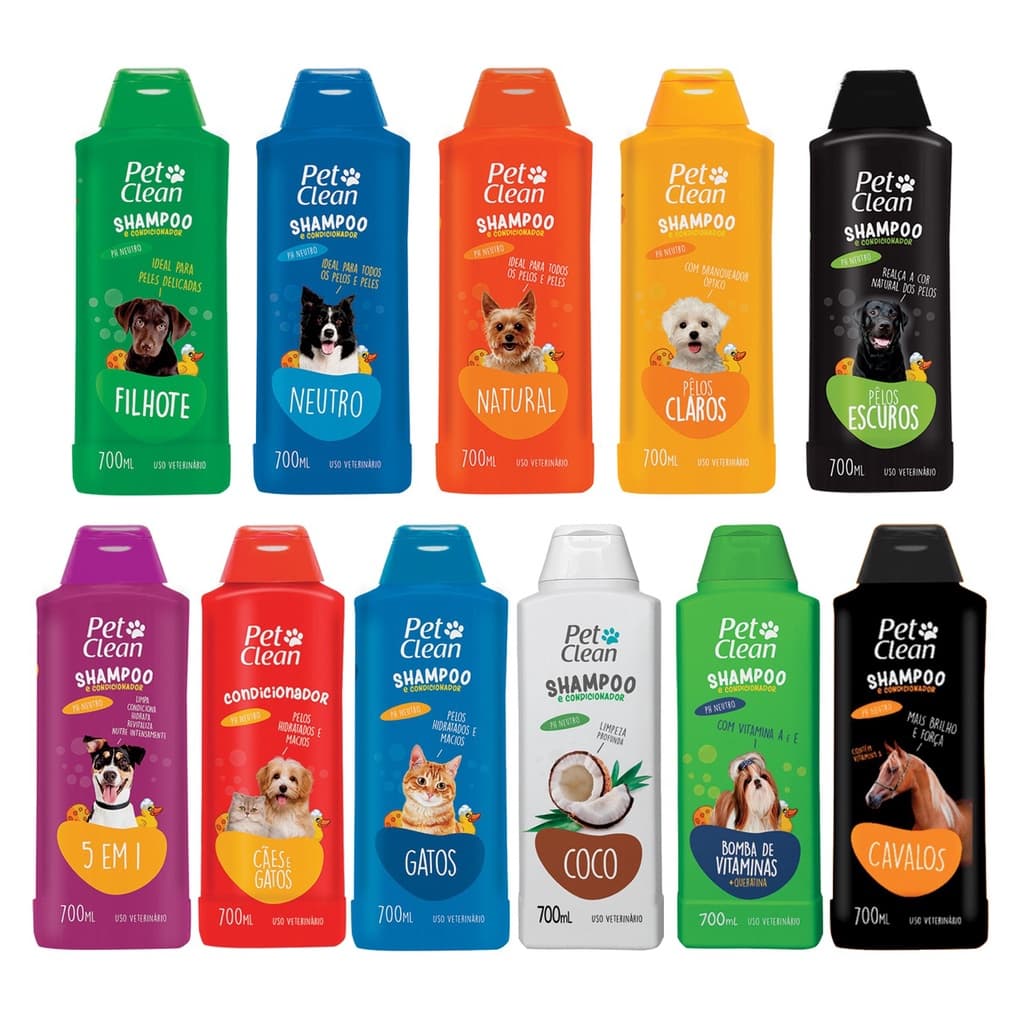 Shampoo e Condicionador Pet Clean 700 mL para Cães e Gatos