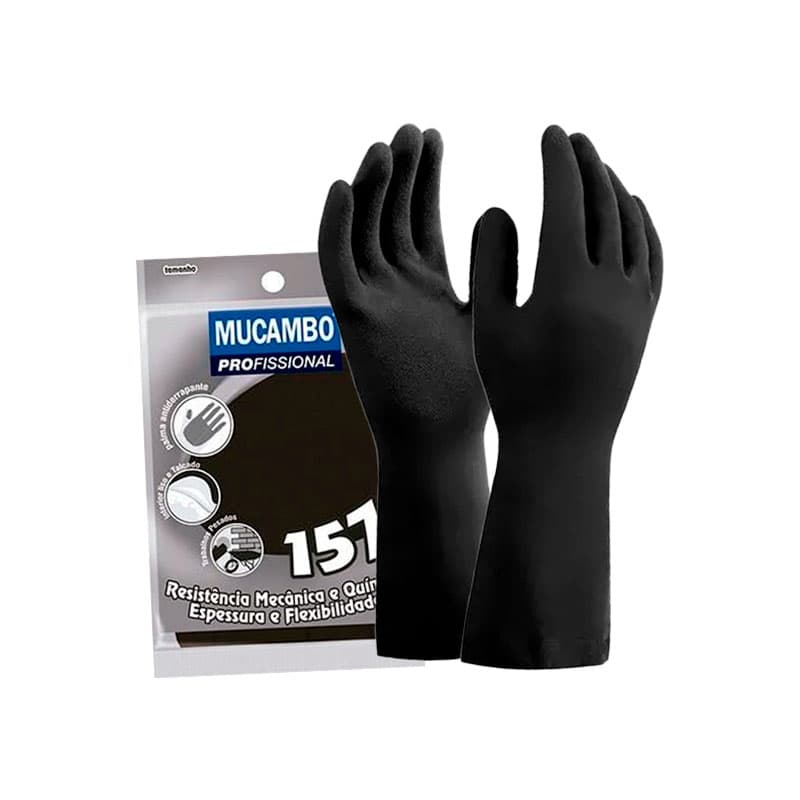 Luva Latex G 8 Mucambo Preta Antiderrapante Antiaderente Preta Reforcada Pra Para Pedreiros Pro 157.