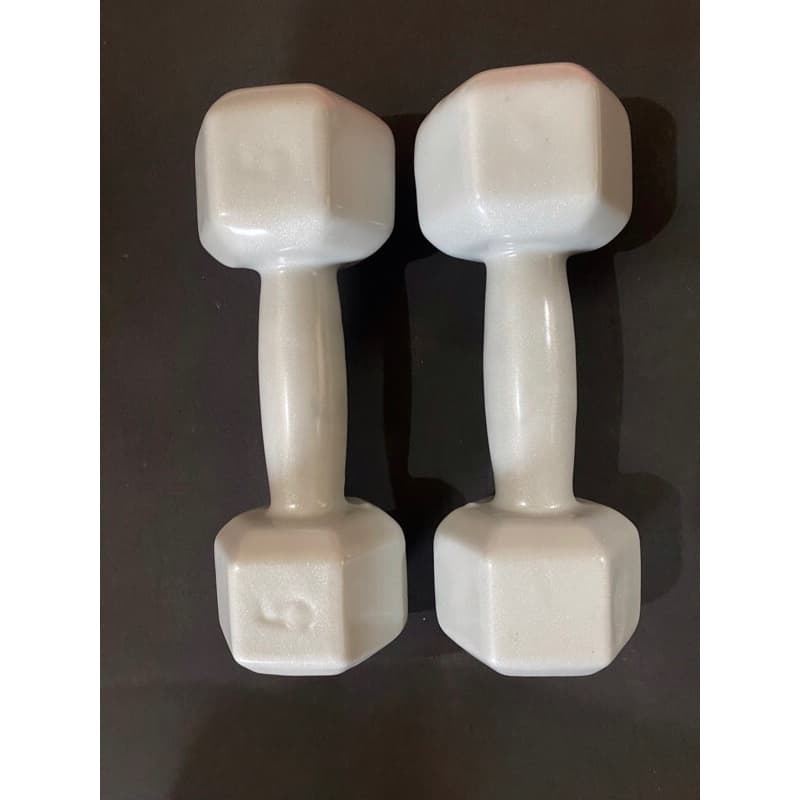 Par de halteres 5kg sextavado emborrachado cinza (10kg total)