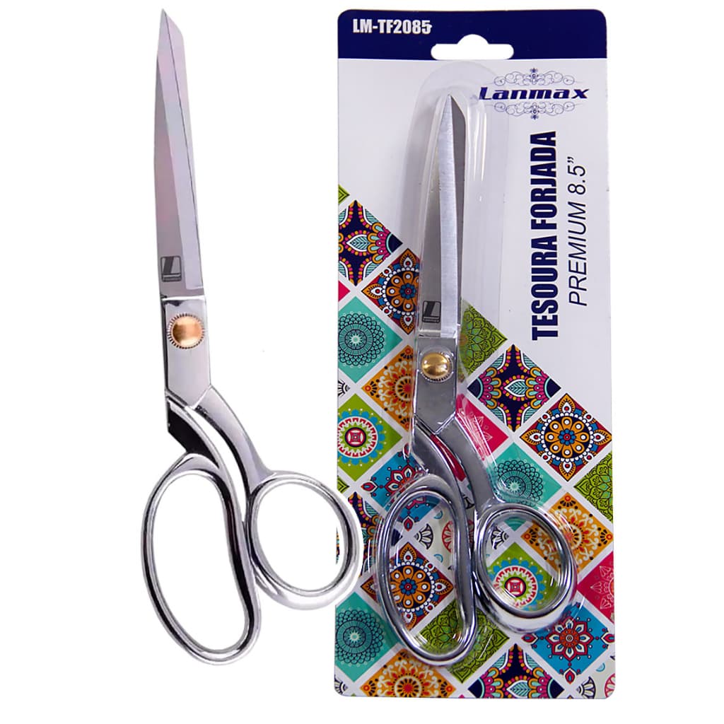 Tesoura Aço Forjado 21,6cm Lanmax - Profissional Alfaiate Tapeceiro