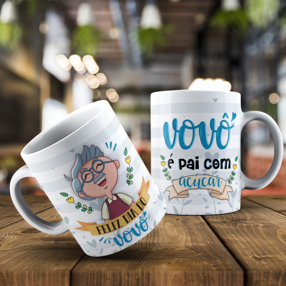 CANECA PERSONALIZADA DE PORCELANA ALTA QUALIDADE DIA DOS AVÓS/DIA DO AVÔ