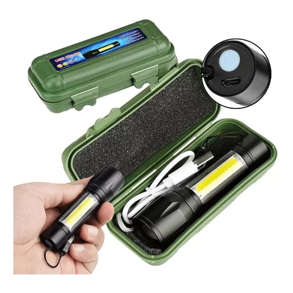 Lanterna Tática Com Led E Zoom Recarregável Usb