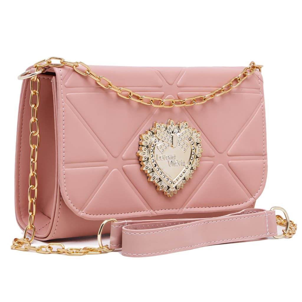 Bolsa Balada Estilosa Feminina Corrente Brilho Festa Pratica Charmosa Promoção Rose