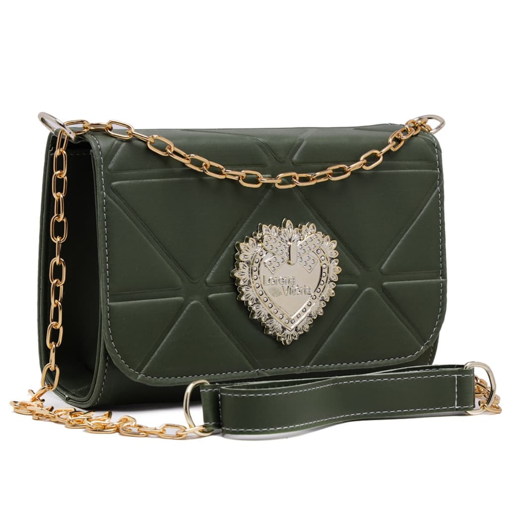 Bolsa Balada Estilosa Feminina Corrente Brilho Festa Pratica Charmosa Promoção Verde Militar