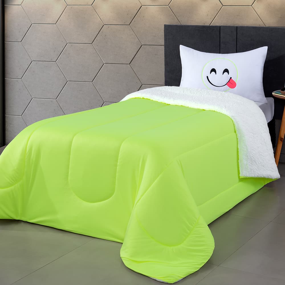 Coberdrom Cobertor Edredom Solteiro Neon Infantil 2 peças- Aquece o Frio