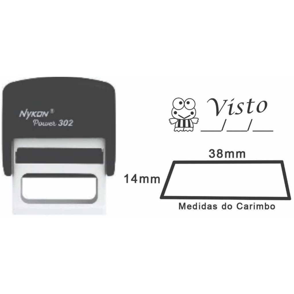 Carimbo Automatico Nykon 302 Tamanho 38x14mm Visto Sapinho Escolar