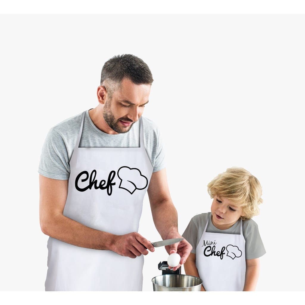 Kit Avental de Cozinha Chef + Mini Chef Churrasqueiro Açougueiro Pai e Filho