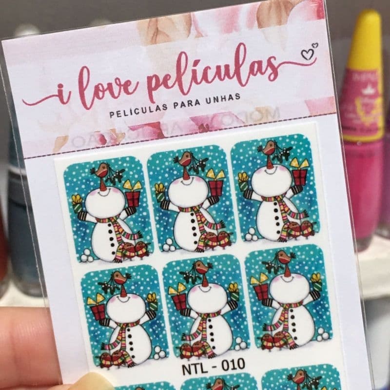 Película de unha natalina cartela com 12 adesivos NTL - 010 Adesivos,películas,unhas,nails art,unhas decoradas, natal