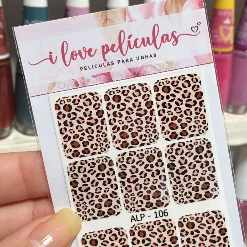 Película de unha animal print cartela com 12 adesivos ALP - 106 Adesivos,películas,unhas,nails art,unhas decoradas