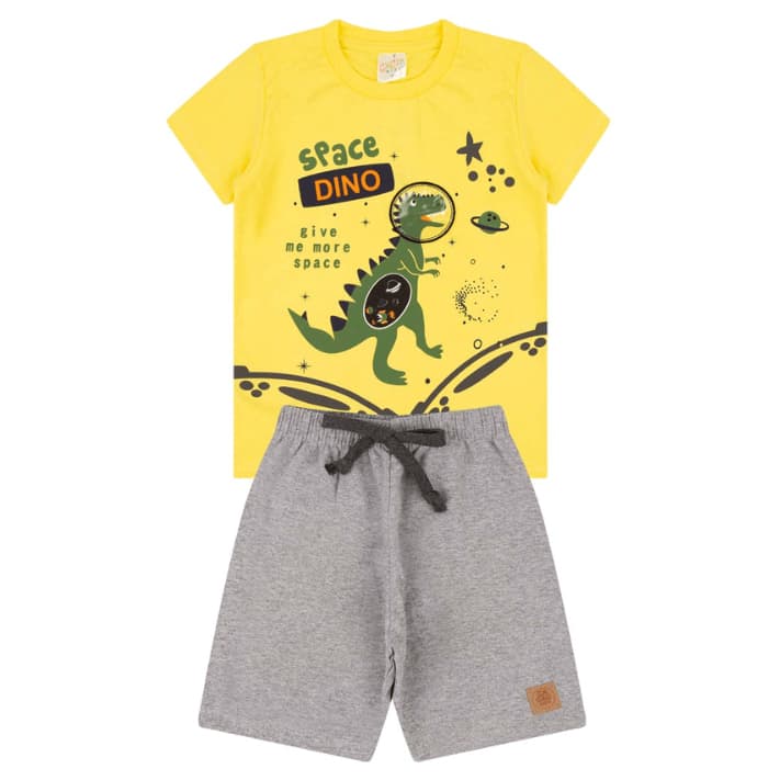 Conjunto Infantil Menino com Camiseta  Estampada e Bermuda