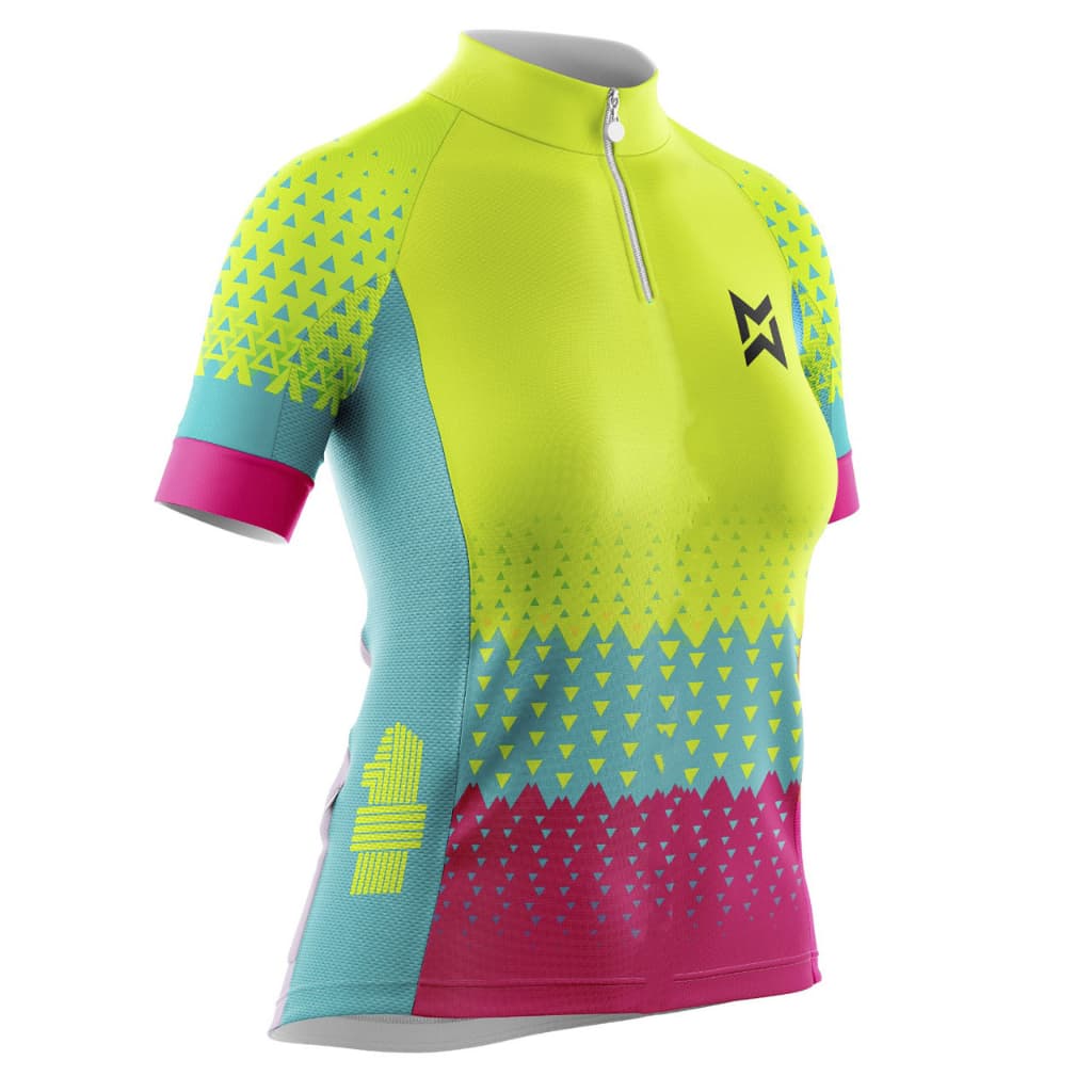 CAMISA PARA CICLISMO FEMININA/INFANTIL  MTB AMARELO FLUOR/ROSA 713