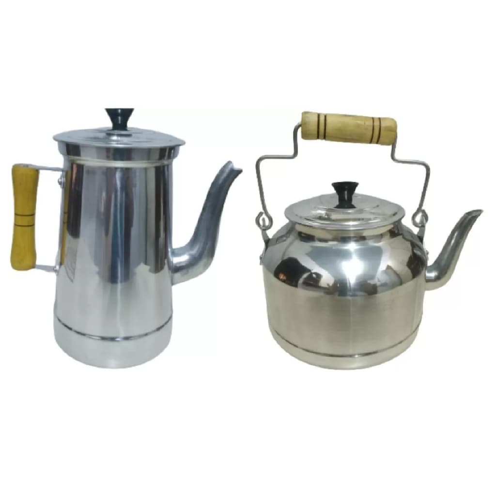Bule De Alumínio 2,5 L + Chaleira Alumínio 3 L Bule Café Chá Grande