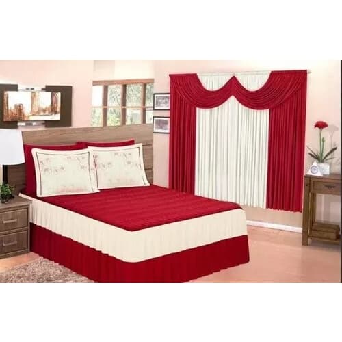COLCHA DE CAMA IMPERIO + CORTINA SUPLEX 2 METROS.