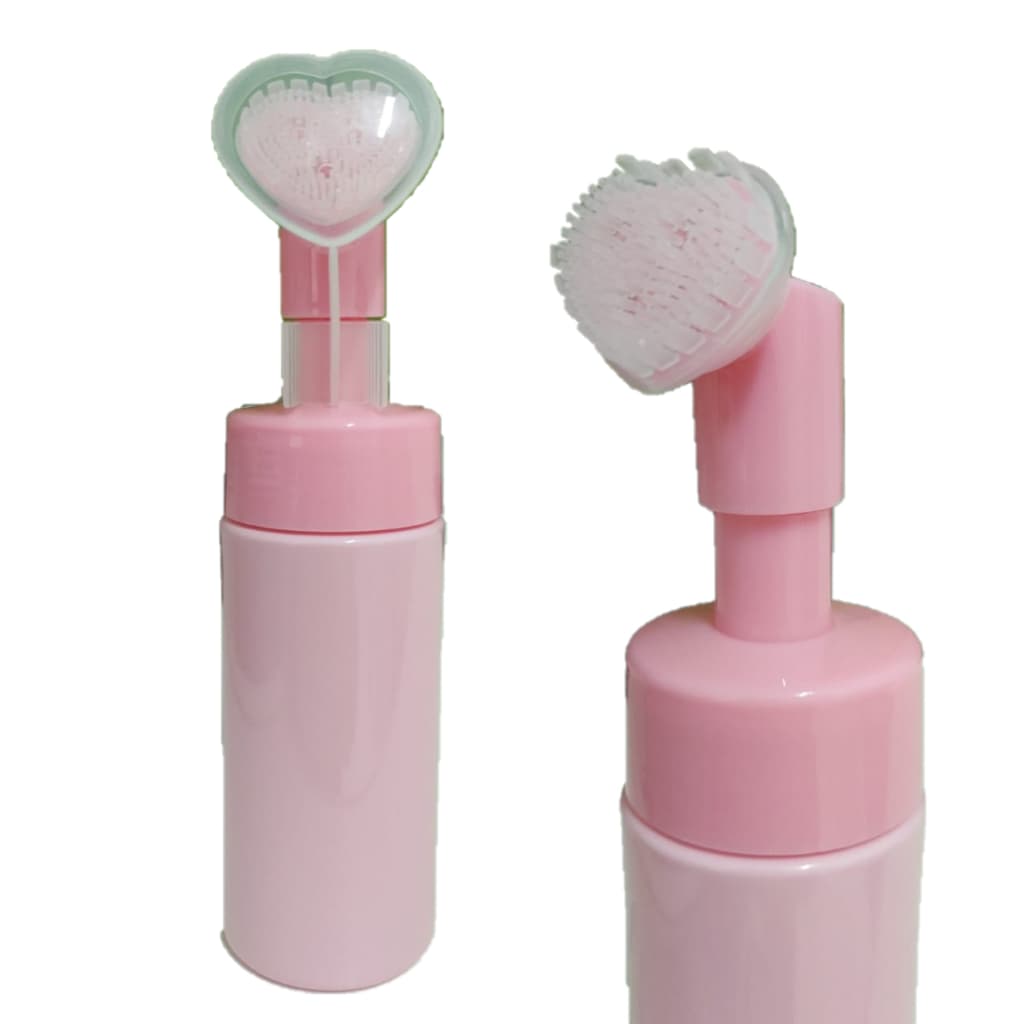 Pump Higienizador Espumador Facial Com Escovinha Rosa 100ml