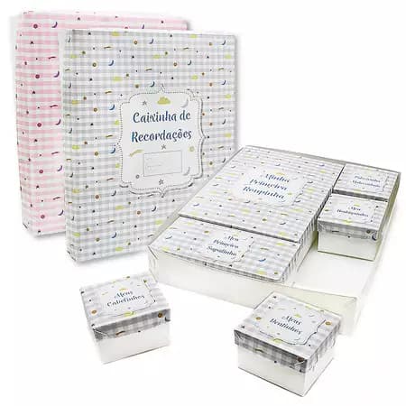 Kit Caixas Organizadoras De Recordação Bebê Pequenos Astros Dello