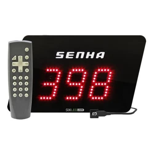 Painel Chamador De Senha Digital Led Com Bip E Teclado Sem Fio