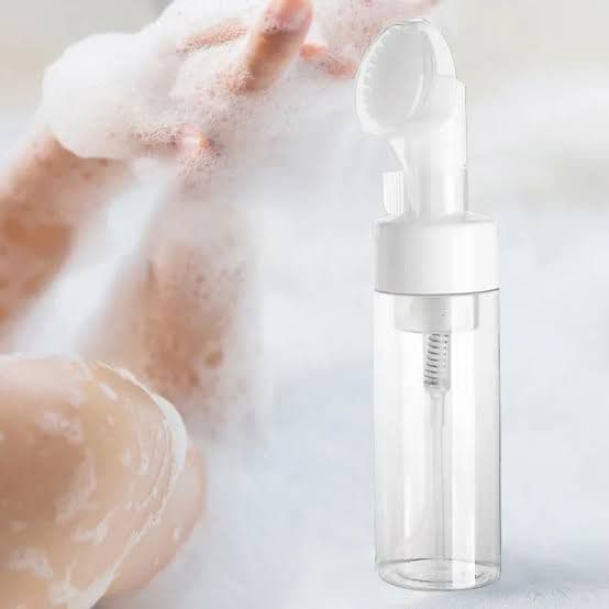 Frasco Pump Espumador Com Escova De Silicone Para Limpeza Facial Skin Care 100ml.BX