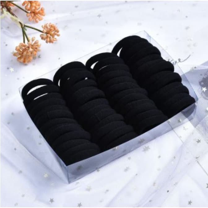 72 Elásticos Pretos Elástico Rabico Xuxinha Xuxa Para Cabelo Tipo Meia Atacado