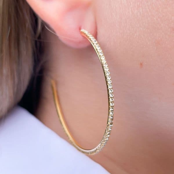 Brinco de Argola Grande Com Strass 2# 3# 4# 5# 6# 7# 8# 9#