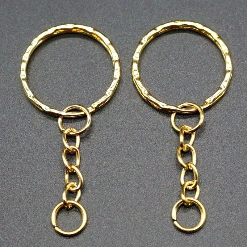 Argola Ondulada Com Corrente Para Chaveiro 25mm
