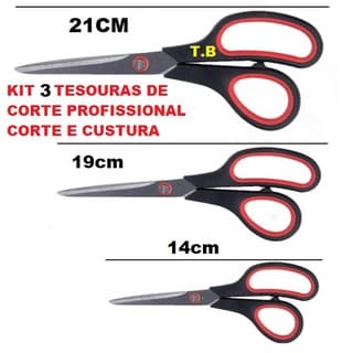 Tesoura Profissional Corte Costura Artesanato Escolar Kit 3 Peças Pronto Entrega