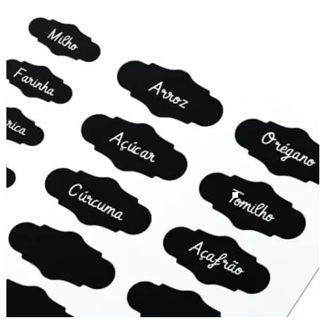 60 Etiquetas Adesivas Lousa + Caneta Pote Tempero Condimento