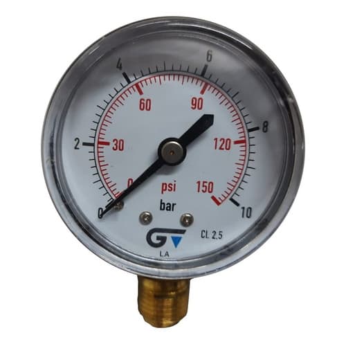 Manômetro Genebre Ø53mm Vertical 1/4 Seco Bsp 1/4 0-10 Bar