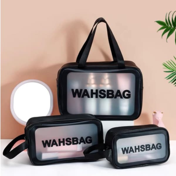 Kit 3 Bolsa Nécessaire Organizadora de Maquiagem e Cosméticos Washbag Impermeável